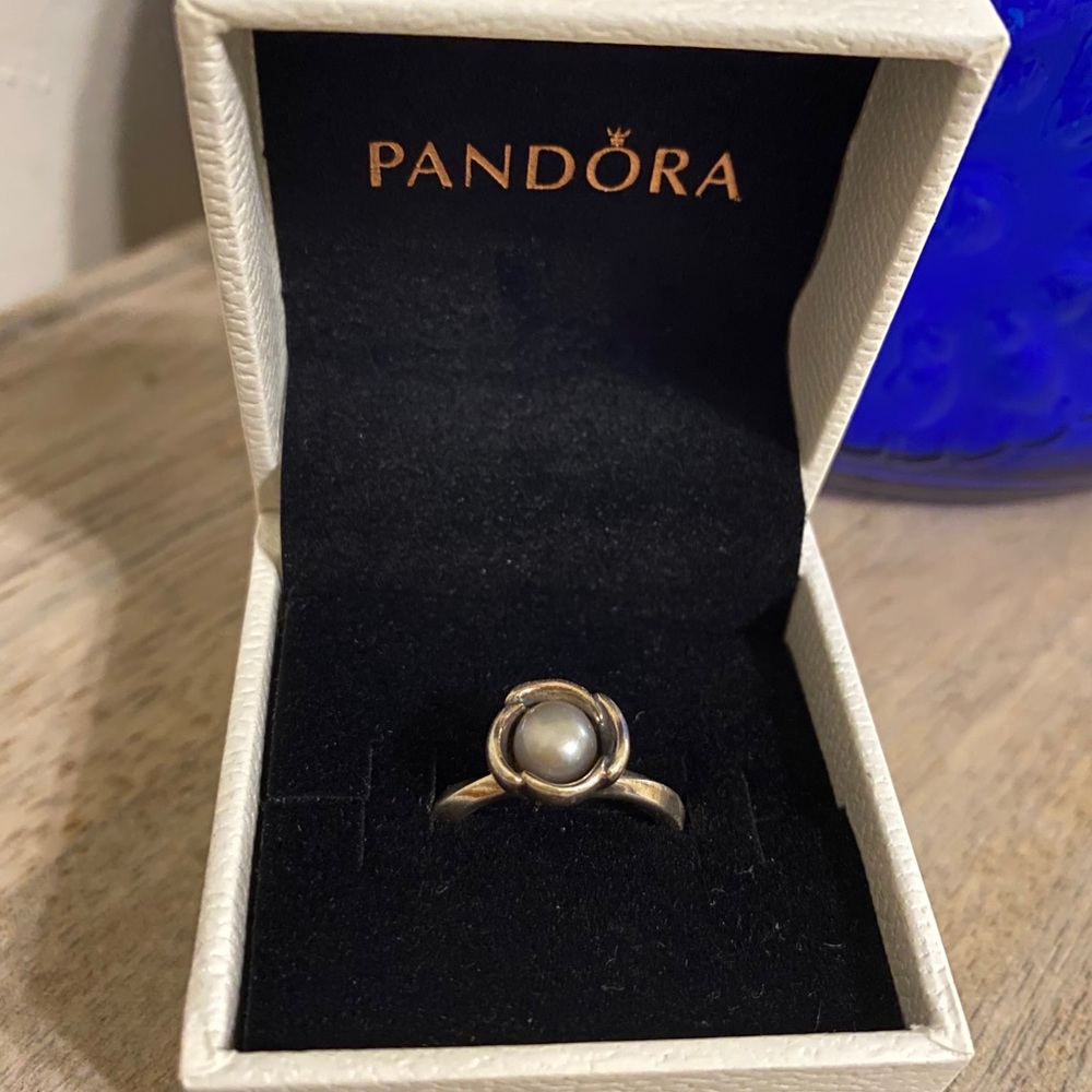Silver Pandora Pearl Ring